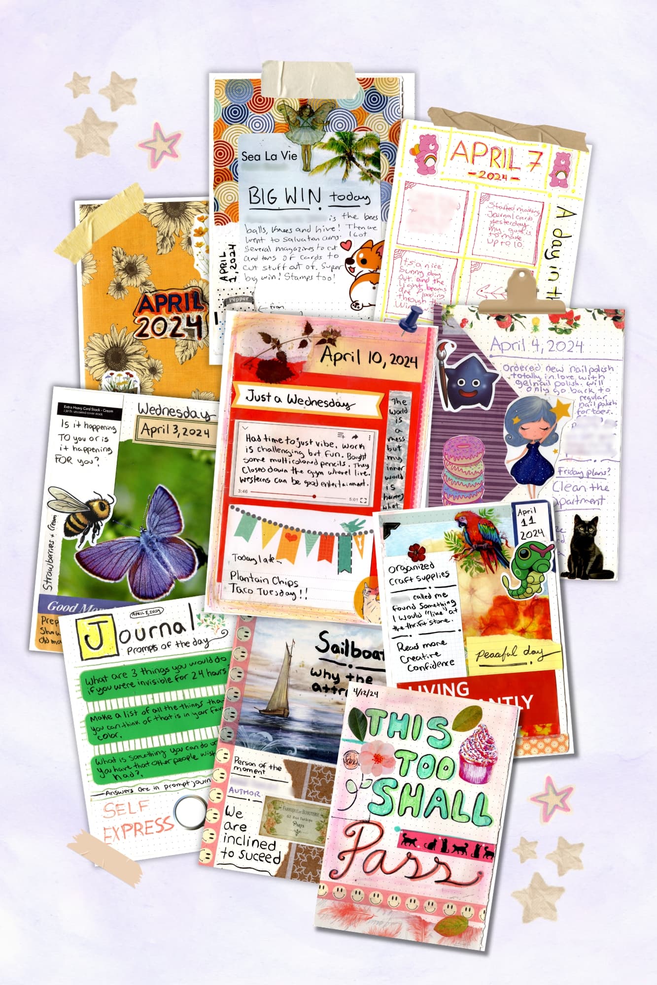 Purple creative journal page titled Things You Can Control
